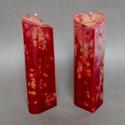 Valentines Gift, Red Heart Candle Deacorated With Gold Glitter, Unique Gilt, Handmade - thumbnail 3