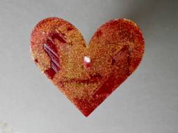 Valentines Gift, Red Heart Candle Deacorated With Gold Glitter, Unique Gilt, Handmade - thumbnail 1