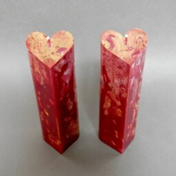 Valentines Gift, Red Heart Candle Deacorated With Gold Glitter, Unique Gilt, Handmade - thumbnail 2