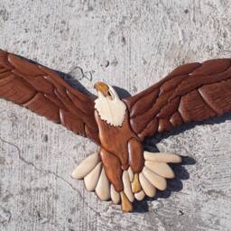 Intarsia Eagle Wood Wall Art, Wildlife Decor - 52x30 cm - thumbnail 3