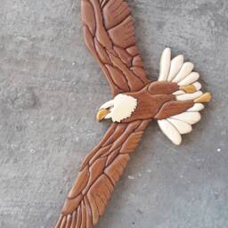 Intarsia Eagle Wood Wall Art, Wildlife Decor - 52x30 cm - thumbnail 2