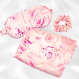 100% Mulberry Silk Pillowcase Both Sides Pattern With Eye Mask & Scrunchie Anti Ageing Smooth Skin & Hair Gift For Her Mother'sday - thumbnail 3