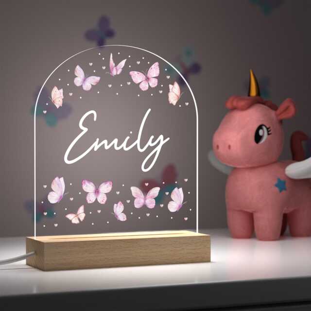Personalised Girls Bedroom Butterfly Night Light Custom Baby Girl Led Lamp With Any Name - image 1