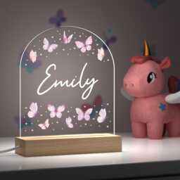 Personalised Girls Bedroom Butterfly Night Light Custom Baby Girl Led Lamp With Any Name - thumbnail 1