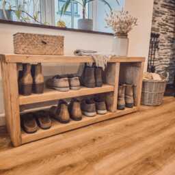 Rustic Shoe Bench Entryway Hallway Storage