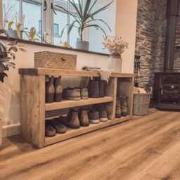 Rustic Shoe Bench Entryway Hallway Storage - thumbnail 3