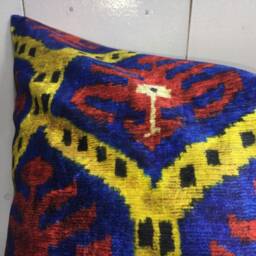 Silk Blend Ikat Pillow Cover, Hand Dyed, Decorative Cushion - 24x24 - thumbnail 3