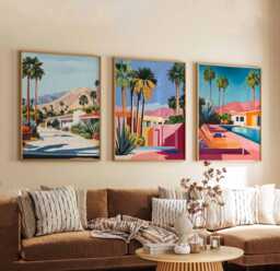 Set Of 3 Palm Springs Posters, California Travel Prints, Wall Art Sets, Desert Decor Modern Retro Prints - thumbnail 1