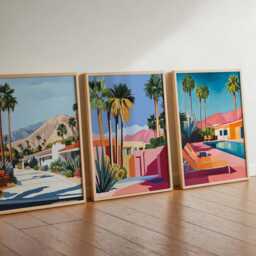 Set Of 3 Palm Springs Posters, California Travel Prints, Wall Art Sets, Desert Decor Modern Retro Prints - thumbnail 2