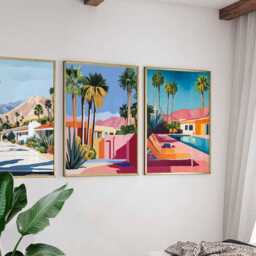 Set Of 3 Palm Springs Posters, California Travel Prints, Wall Art Sets, Desert Decor Modern Retro Prints - thumbnail 3