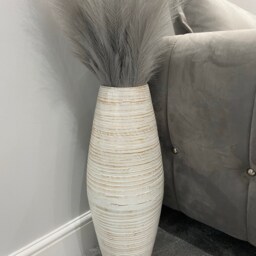 60cm Tall White Washed With Natural Colourings Handmade Bamboo Vase - thumbnail 2