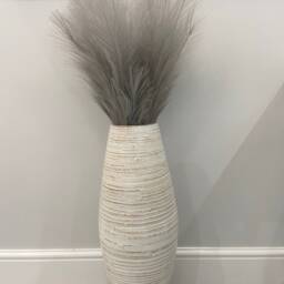 60cm Tall White Washed With Natural Colourings Handmade Bamboo Vase - thumbnail 3