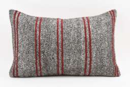 Turkish Kilim Pillow Cover 16x24 Vintage Wool, Handmade - thumbnail 1