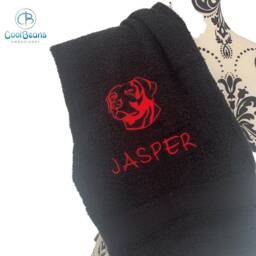 Labrador Dog Towel - Personalised Face Cloth/Hand Bath Embroidered Dog & Text - thumbnail 3