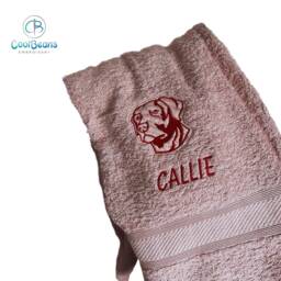 Labrador Dog Towel - Personalised Face Cloth/Hand Bath Embroidered Dog & Text - thumbnail 1