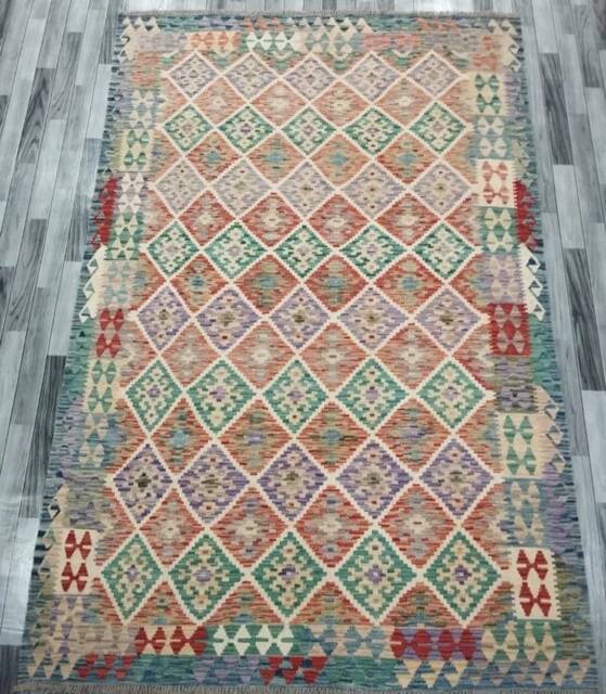Handmade Kilim Rug, Multicolour Artisan Afghan Turkish Aztec Navajo Wool Rug 300x200 cm - image 1