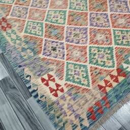 Handmade Kilim Rug, Multicolour Artisan Afghan Turkish Aztec Navajo Wool Rug 300x200 cm - thumbnail 2