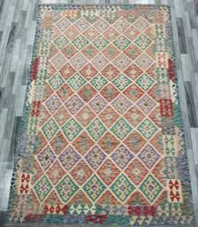 Handmade Kilim Rug, Multicolour Artisan Afghan Turkish Aztec Navajo Wool Rug 300x200 cm - thumbnail 1