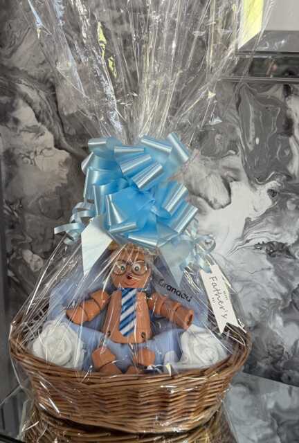 Personalised Father's Day Or Birthday Gift Hamper For Dad Grandad - Handmade Terracotta Plant Pot Man On Bean Bag Unique Him - image 1