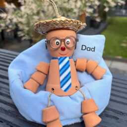 Personalised Father's Day Or Birthday Gift Hamper For Dad Grandad - Handmade Terracotta Plant Pot Man On Bean Bag Unique Him - thumbnail 3