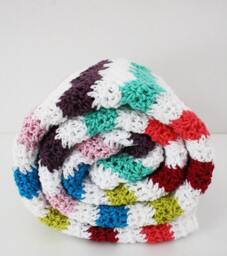 Crochet Baby Blanket Colorful Cotton Ripple Stitch, Nursery Decor - thumbnail 1