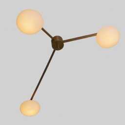 Stilnovo Style Brass Sputnik Chandelier - Milky Glass Globe Flush Mount - thumbnail 3