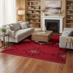 Custom Southwest Wool Rug Handwoven Kilim, Tribal Geometric Decor - thumbnail 4