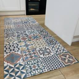 Vinyl Floor Mat in Moroccan Tile Pattern, Kitchen Rug Runner, Linoleum Flooring Mat, Multi Coloured Morocco Rug, Decorative - Marrakesh - thumbnail 3