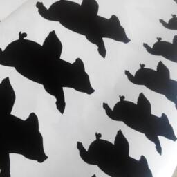 10 Flying Pig Decals, Baby Room Wall Decor, Gold Pink Pigs Decal, Living Decor, Nursery Wall Animal Stickers - thumbnail 2