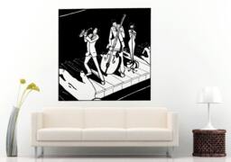 Jazz Blues Band People On Piano Hands Playing Wall Decal Vinyl Sticker Mural Room Decor L1247 - thumbnail 1