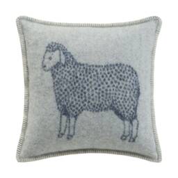 Denim Blue Sheep Cushion Cover - Pure Wool Reversible Pillowcase 45 X 45cm/ 18 18 - thumbnail 2