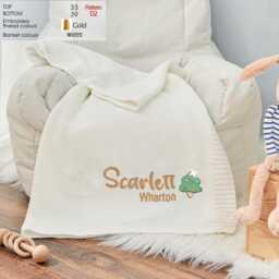 Personalized Christmas Baby Blanket Embroidered Organic Cotton Knit