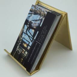 Hammered Brass Business Card Holder Vertical Desk Display - thumbnail 2