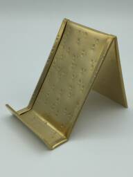 Hammered Brass Business Card Holder Vertical Desk Display
