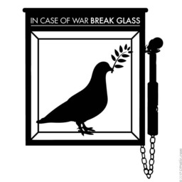 In Case Of War Break Glass Wall Decal, Peace Dove Graphic - thumbnail 3