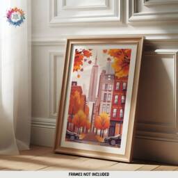 New York Autumn Prints - Set Of 3 - Brooklyn Wall Art Fall Home Decor Travel Poster Print Dorm Room Artwork Illustration Modern - thumbnail 3