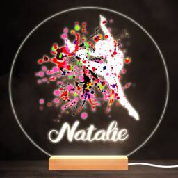 Gymnastics Splash Art Colourful Round Personalised Gift Led Lamp Night Light - Bedroom