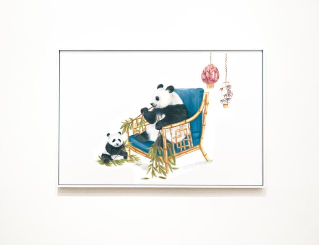 Panda & Baby Art Print Vintage Nursery Decor, Lover Gift - image 1