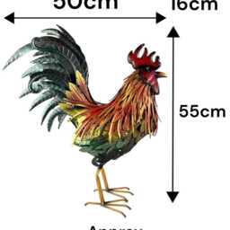 Decorative Metallic Cockerel Rooster Garden Statue Outdoor Lawn Ornament Metal - thumbnail 2