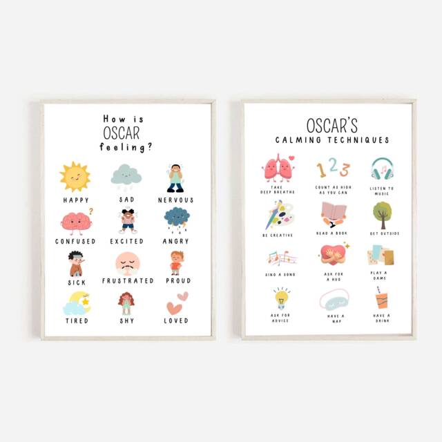 Calming Corner Nursery Bedroom Prints, Wall Art, Techniques, Personalised How I'm Feeling, Emotions, Gentle Parenting, Calm, Toddler - image 1