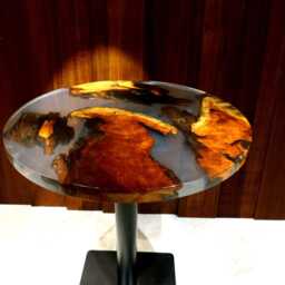 70cm Round Resin Coffee Table, Exotic Wood With - thumbnail 2