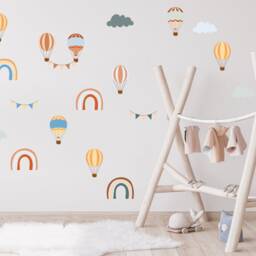Hot Air Balloon Wall Stickers Boho Rainbow Nursery Decor - thumbnail 3