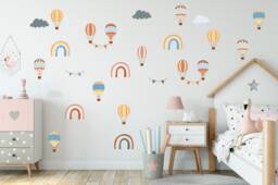 Hot Air Balloon Wall Stickers Boho Rainbow Nursery Decor - thumbnail 1
