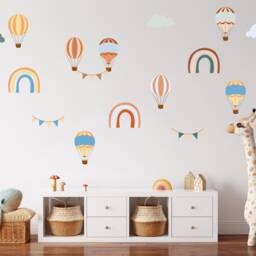 Hot Air Balloon Wall Stickers Boho Rainbow Nursery Decor - thumbnail 2