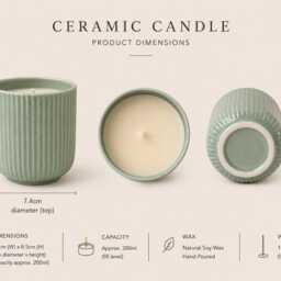 Ceramic Candle - Hand-Poured Soy Wax Luxury Home Fragrance Minimalist Decor Gift For Her Cotswold Apothecary Co - thumbnail 2