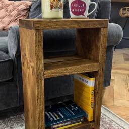 Handmade Rustic Side End Table With Two Shelves Coffee Bespoke - thumbnail 2