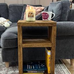Handmade Rustic Side End Table With Two Shelves Coffee Bespoke - thumbnail 3