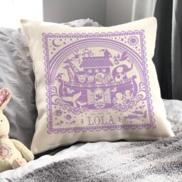 Personalised Christening Noah's Ark Nursery Cushion - New Baby, First Birthday, Baptism, Communion, Naming Ceremony Gift - thumbnail 2