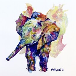 Modern Elephant Art Print Colorful Watercolor Painting - thumbnail 2