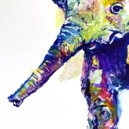 Modern Elephant Art Print Colorful Watercolor Painting - thumbnail 3